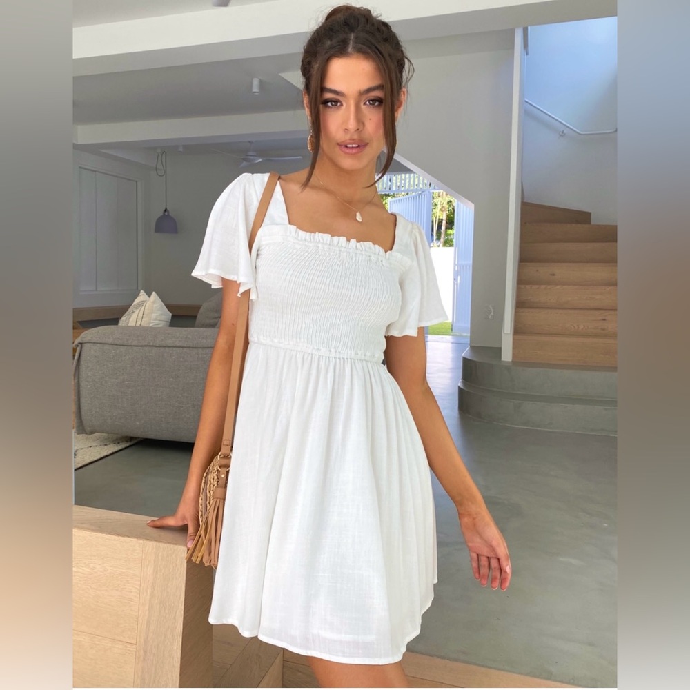 Billy J Molly Midi Dress - Off-White, 14 (Australian sizing)